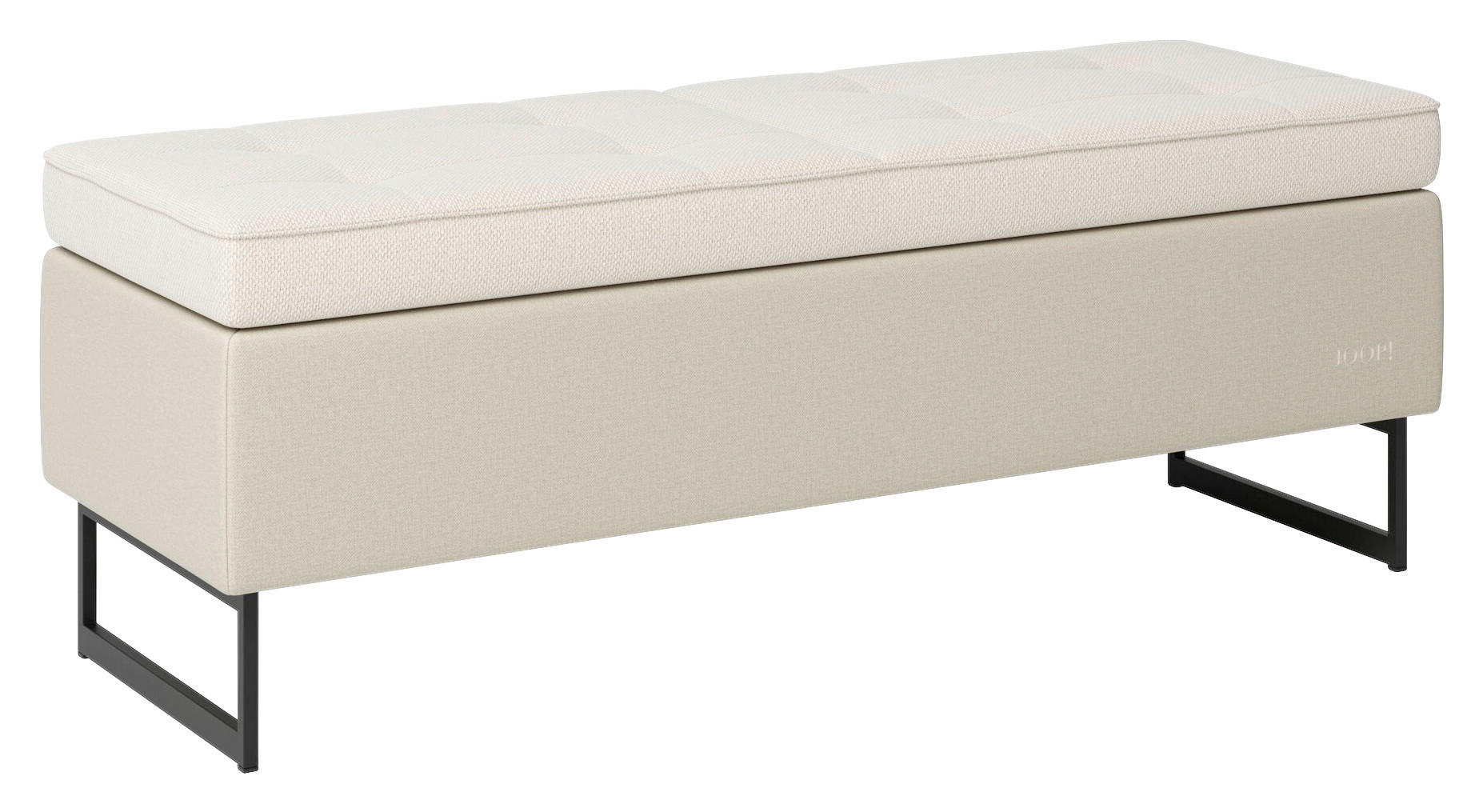 HOCKERBANK 143/54/51 cm Velours Beige Metall  - Beige/Schwarz, Design, Textil/Metall (143/54/51cm) - Joop!