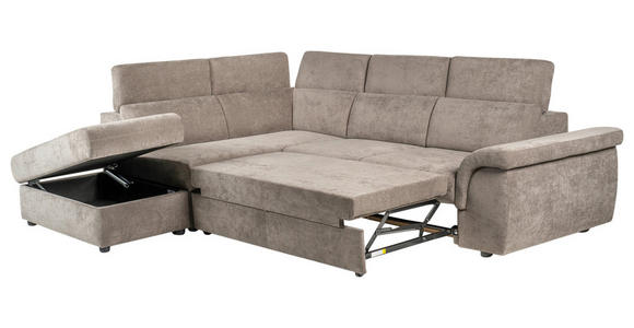 ECKSOFA Taupe Flachgewebe  - Taupe/Schwarz, KONVENTIONELL, Kunststoff/Textil (235/280cm) - Carryhome