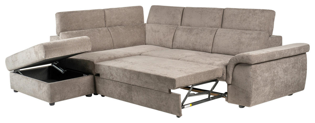 ECKSOFA Taupe Flachgewebe  - Taupe/Schwarz, KONVENTIONELL, Kunststoff/Textil (235/280cm) - Carryhome