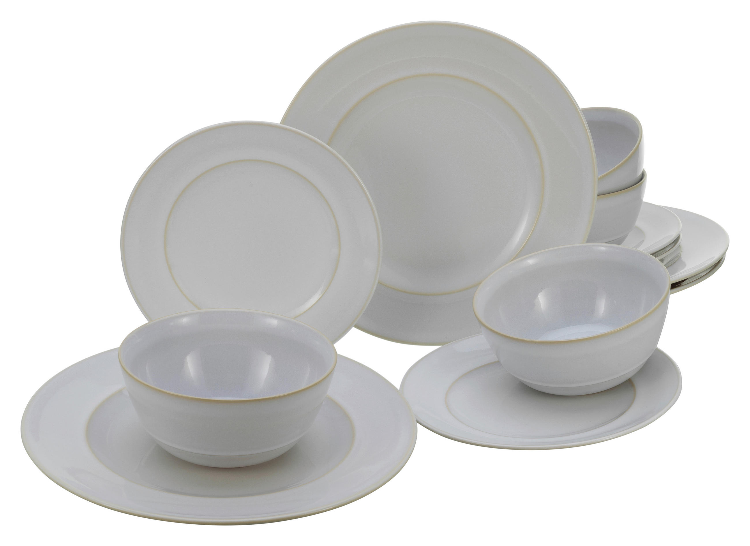 KOMBINOVANÁ SOUPRAVA, 12dílné, kamenina - bílá, Basics, keramika - Creatable