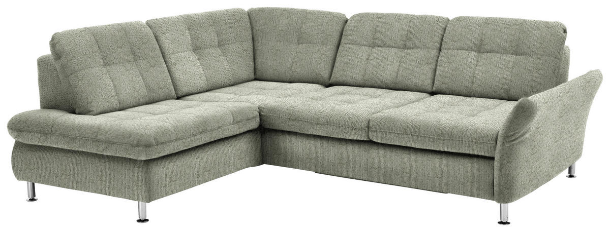 ECKSOFA Grün Webstoff  - Chromfarben/Grün, KONVENTIONELL, Textil/Metall (210/242cm) - Beldomo Style
