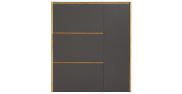 SCHUHSCHRANK 99,7/113,7/28 cm - Eichefarben/Anthrazit, Design, Glas/Holzwerkstoff (99,7/113,7/28cm) - Voleo