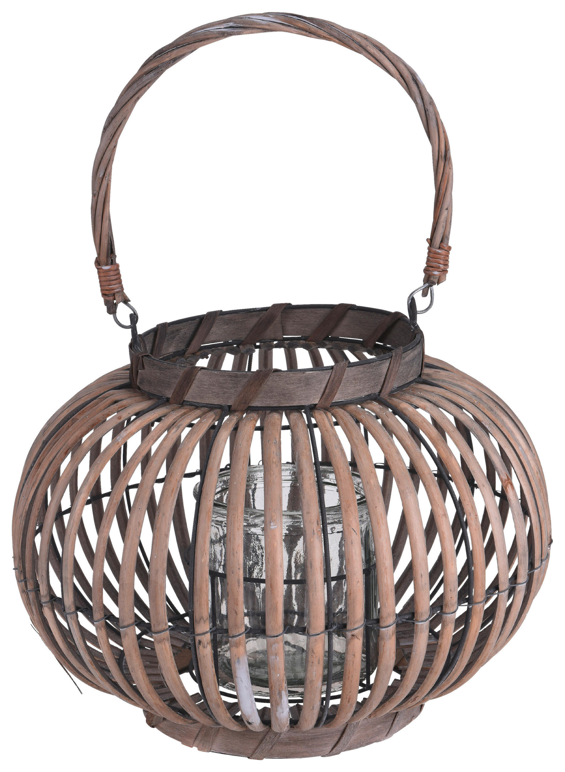 LATERNE - Braun, Trend, Glas/Naturmaterialien (35/24cm)
