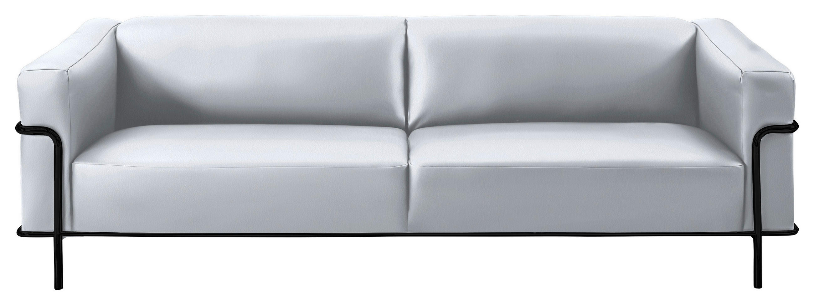 3-SITZER-SOFA in Echtleder Weiß - Schwarz/Weiß, Design, Leder/Metall (236/67/96cm) - Johann Jakob