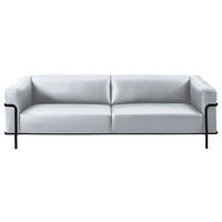3-SITZER-SOFA in Echtleder Weiß  - Schwarz/Weiß, Design, Leder/Metall (236/67/96cm) - Johann Jakob