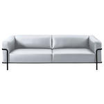 3-SITZER-SOFA in Echtleder Weiß  - Schwarz/Weiß, Design, Leder/Metall (236/67/96cm) - Johann Jakob