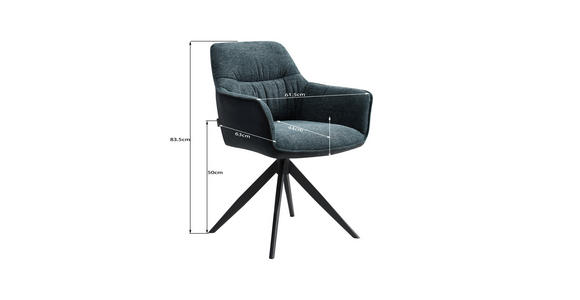 ARMLEHNSTUHL in Eisen Webstoff - Blau/Schwarz, Design, Textil/Metall (61.5/83.5/63cm) - Novel