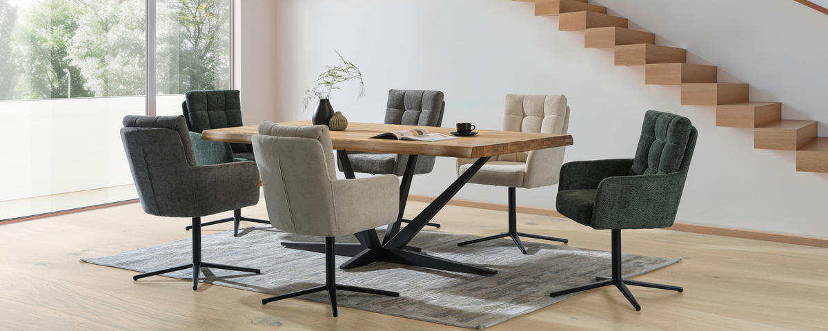 ESSTISCH in Holz 200/100/75 cm  - Eichefarben/Schwarz, Natur, Holz/Metall (200/100/75cm) - Linea Natura