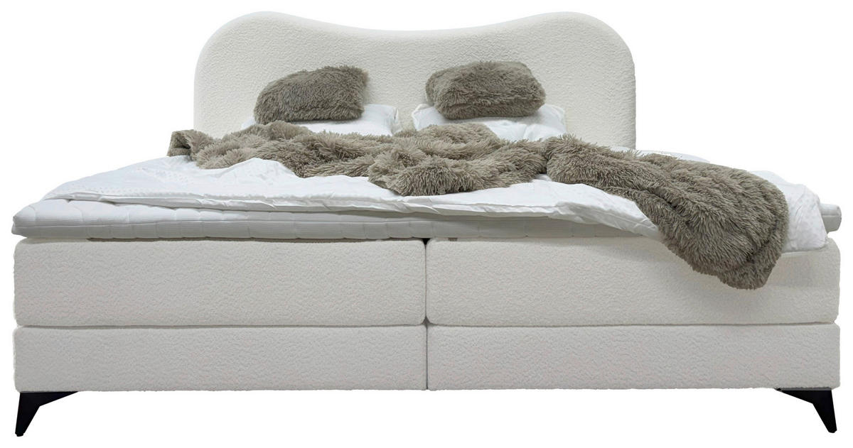 POLSTERBETT Perlmutt 160/200 cm  - Perlmutt/Schwarz, MODERN, Textil/Metall (160/200cm) - Livetastic