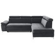 ECKSOFA in Samt Grau, Dunkelgrau  - Chromfarben/Dunkelgrau, KONVENTIONELL, Textil/Metall (271/206cm) - Carryhome