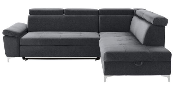 ECKSOFA in Samt Grau, Dunkelgrau  - Chromfarben/Dunkelgrau, KONVENTIONELL, Textil/Metall (271/206cm) - Carryhome