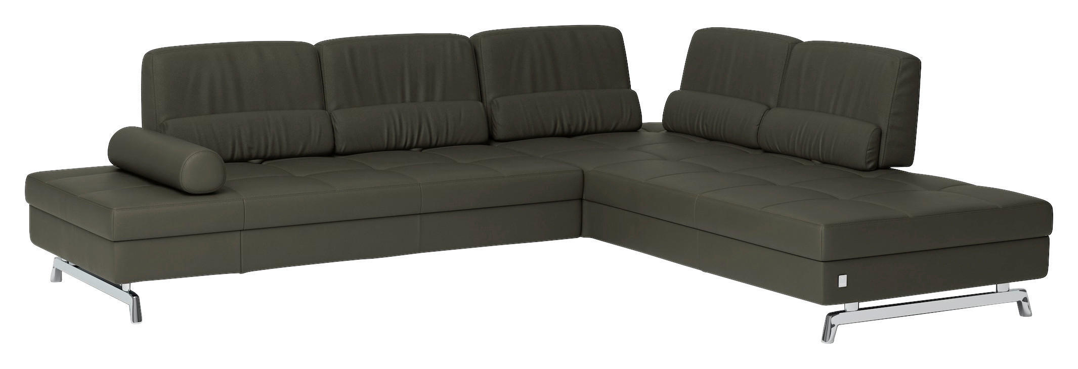 ECKSOFA inkl. Funktionen in Echtleder Grau  - Grau, Design, Leder/Metall (299/250cm) - Joop!