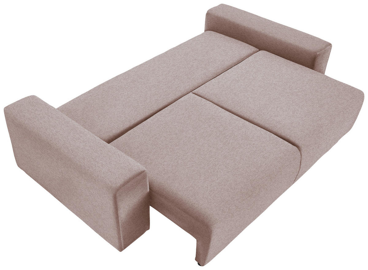 SCHLAFSOFA in Flachgewebe Altrosa  - Buchefarben/Schwarz, Konventionell, Holz/Kunststoff (255/86/123cm) - Livetastic