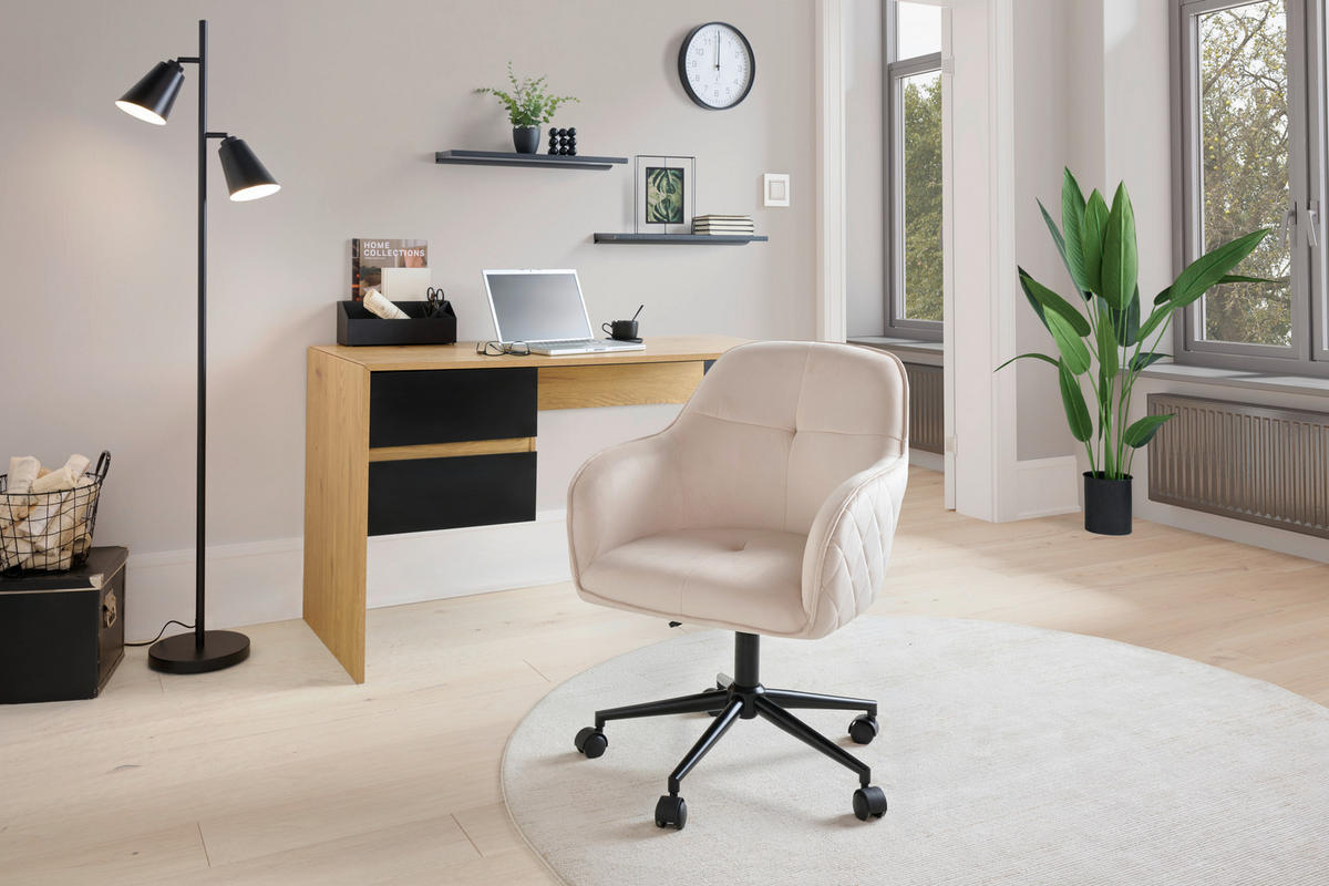 VRTLJIVI STOL kovina, tekstil črna, bež  - črna/bež, Moderno, kovina/umetna masa (58/82/90/62cm) - MID.YOU