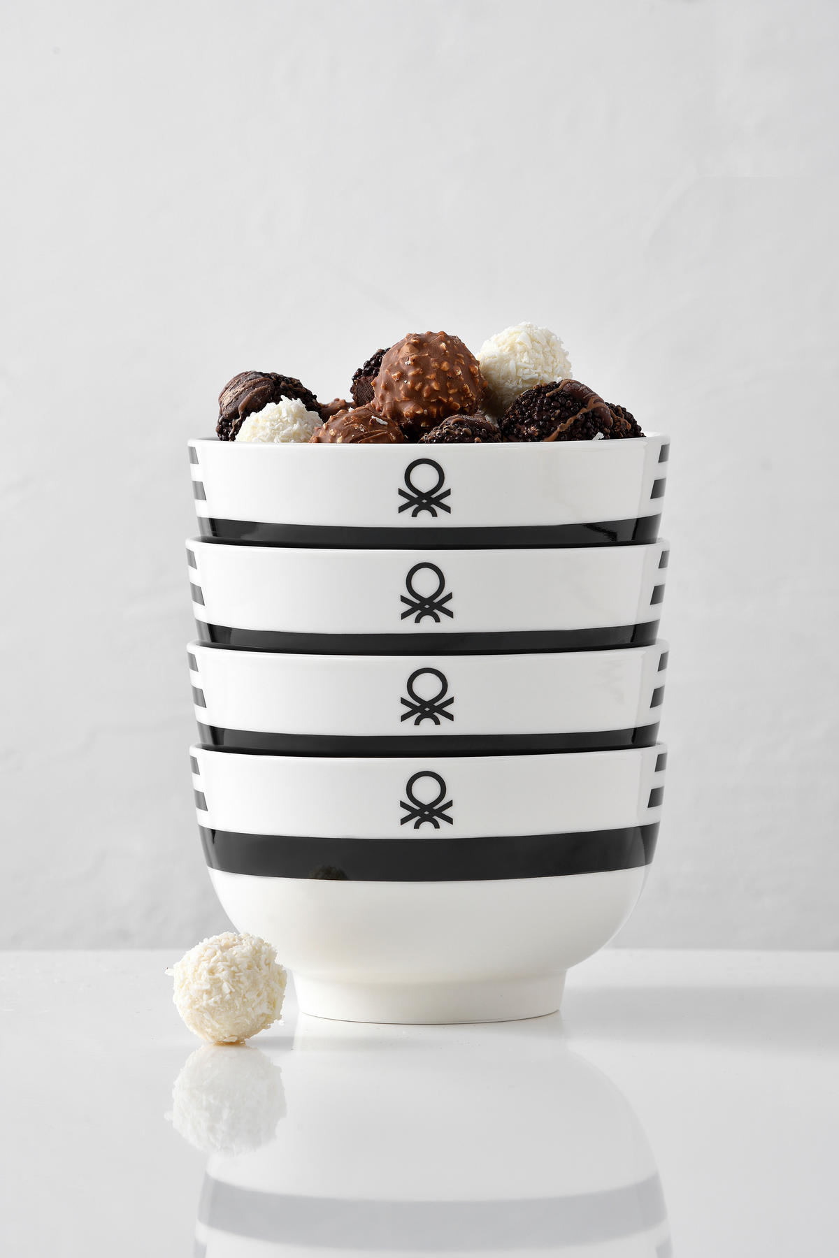 MÜSLISCHALENSET BENETTON 4-teilig  - Schwarz/Weiß, Basics, Keramik (15/14,7/19,2cm) - Benetton