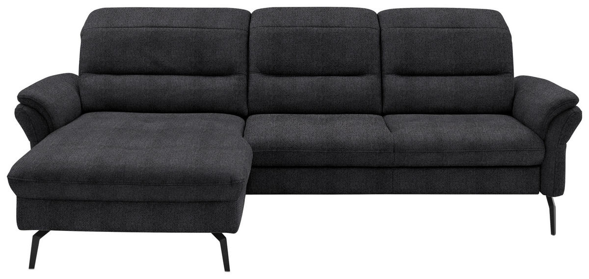 ECKSOFA in Flachgewebe Schwarz  181/260 cm  - Schwarz, KONVENTIONELL, Textil/Metall (181/260cm) - Beldomo Speed