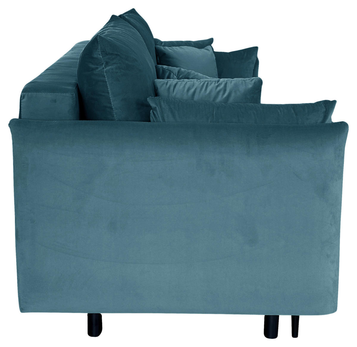 SCHLAFSOFA Velours Blau  - Blau/Schwarz, Design, Holz/Kunststoff (220/96/102cm) - MID.YOU