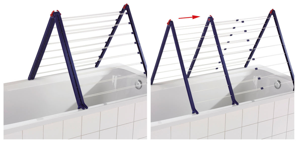 BADEWANNENTROCKNER Pegasus Bath 190 Ext. 96/68/70 cm  - Blau/Weiß, Basics, Kunststoff (96/68/70cm) - Leifheit