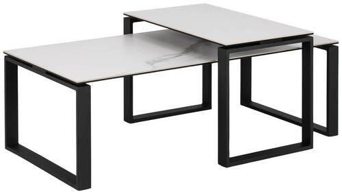 MID.YOU SADA KONFERENČNÍCH STOLKŮ, černá, bílá, kov, sklo, 115/55/45 cm
