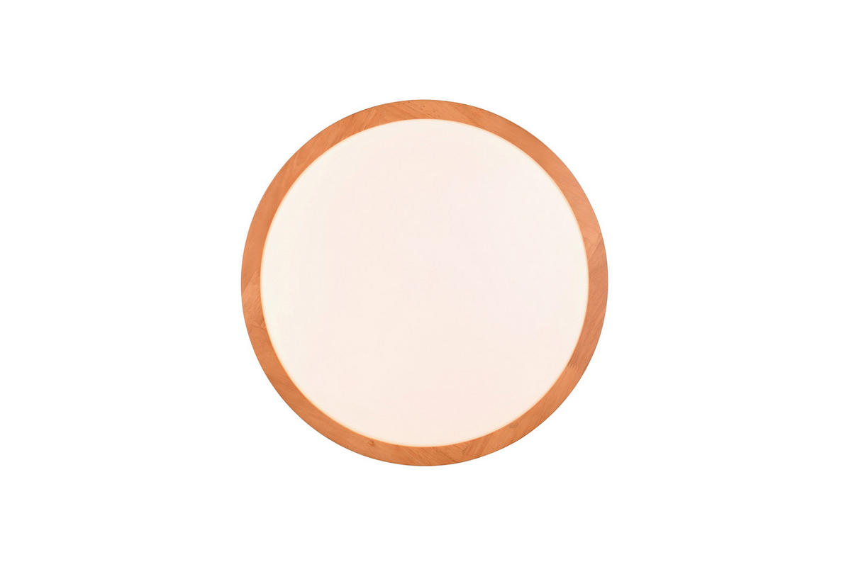 LED PLAFONJERA - bela/braon, Osnovno, drvo/plastika (40/7cm)
