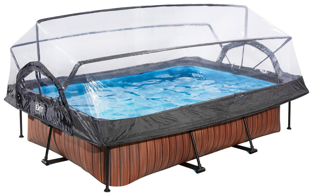 POOL-SET WOOD 220/150/65 cm  - Braun, KONVENTIONELL, Metall (220/150/65cm) - EXIT Toys
