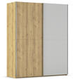 SCHWEBETÜRENSCHRANK 180/223/68 cm 2-türig Eichefarben, Chromfarben, Hellgrau  - Chromfarben/Eichefarben, Design, Glas/Holz (180/223/68cm) - Novel