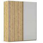 SCHWEBETÜRENSCHRANK 180/223/68 cm 2-türig Eichefarben, Chromfarben, Hellgrau  - Chromfarben/Eichefarben, Design, Glas/Holz (180/223/68cm) - Novel