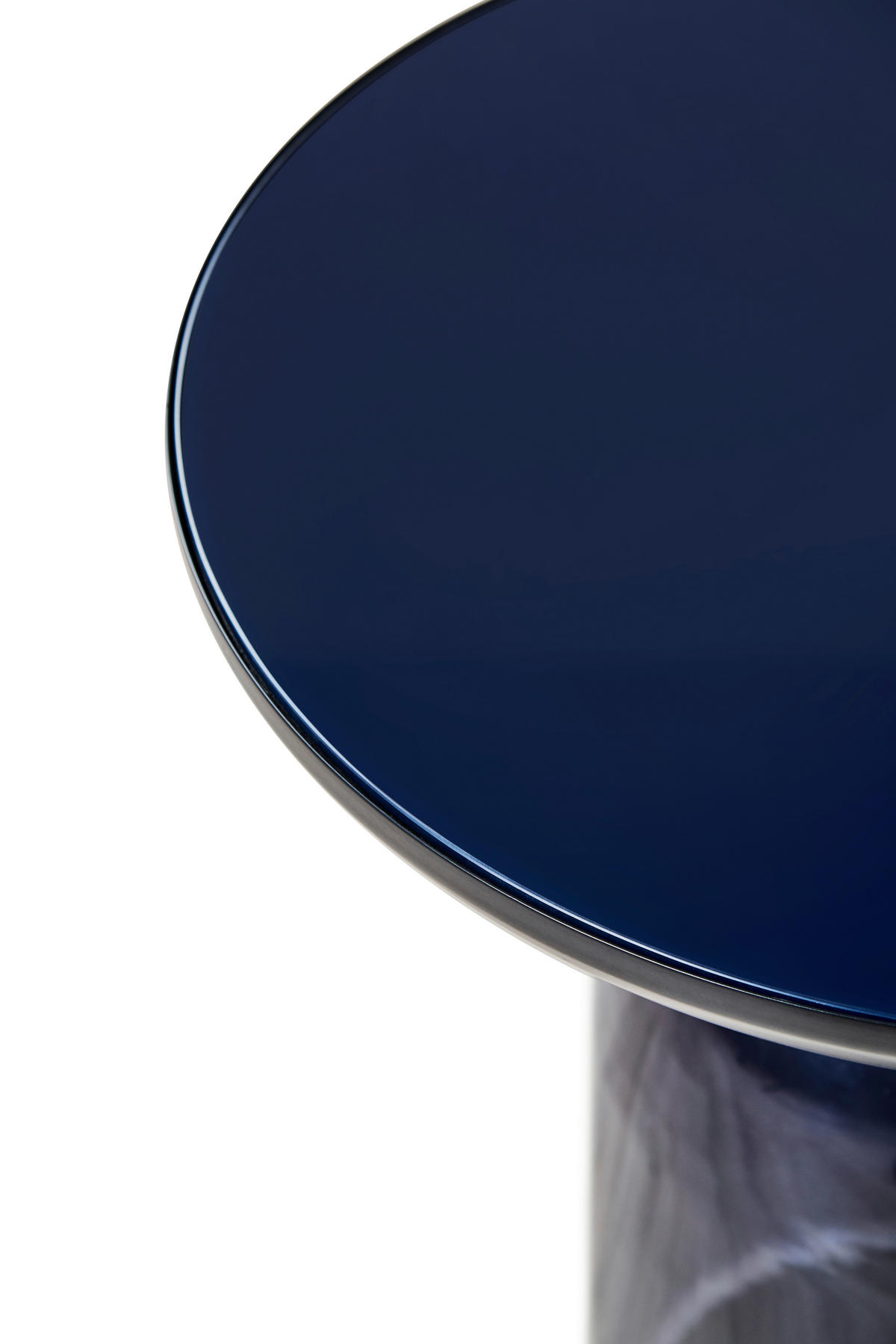 BEISTELLTISCH 50/50/56 cm Blau, Schwarz rund  - Blau/Schwarz, Design, Glas/Metall (50/50/56cm) - Livetastic