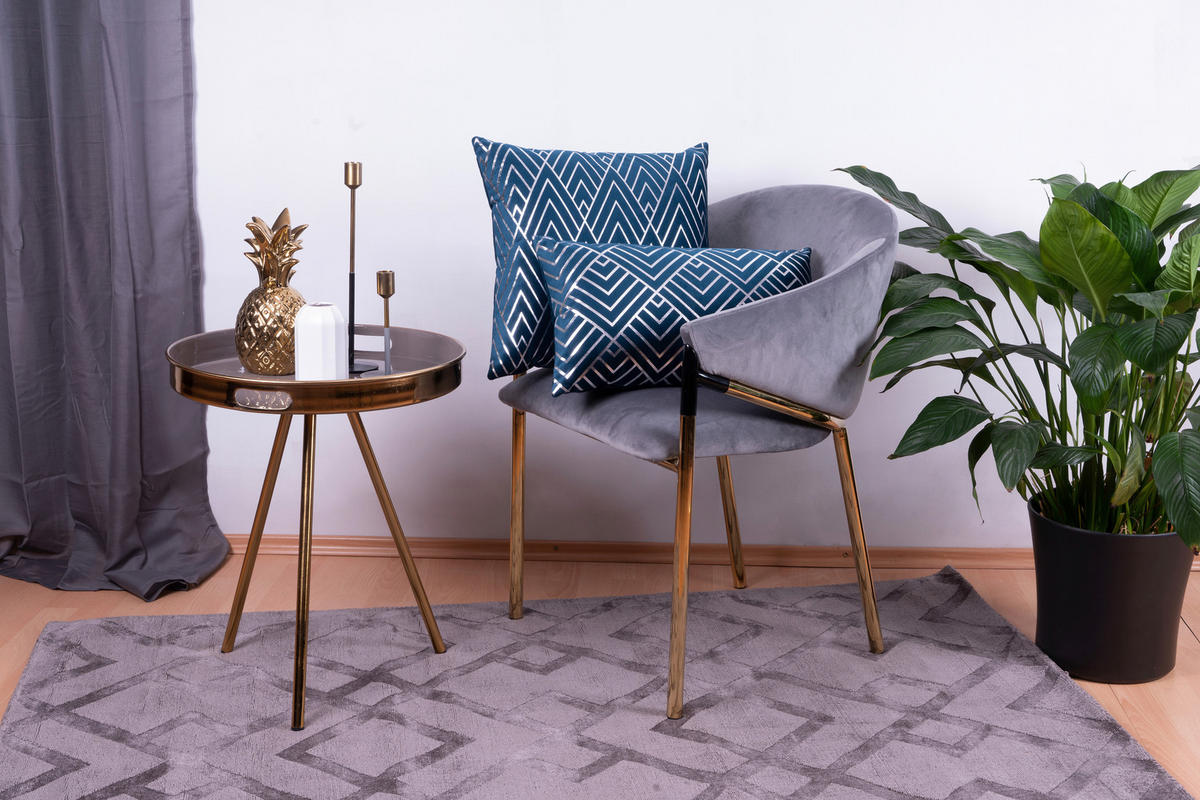 ZIERKISSENSET  30x45/50x45 cm   - Blau/Silberfarben, KONVENTIONELL, Textil (30x45/50x45cm)