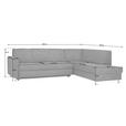 ECKSOFA in Flachgewebe Grau  256/198 cm  - Chromfarben/Grau, Design, Kunststoff/Textil (256/198cm) - Xora