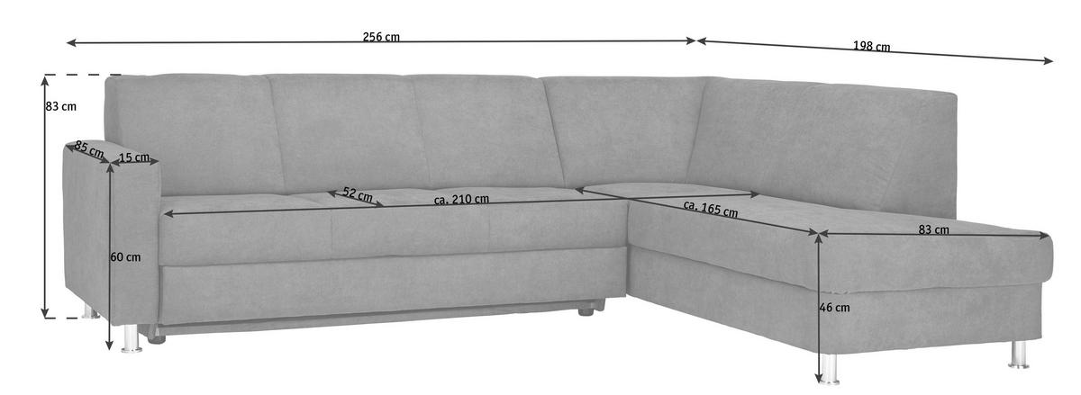 ECKSOFA in Flachgewebe Blau  - Chromfarben/Blau, Design, Textil/Metall (256/198cm) - Xora