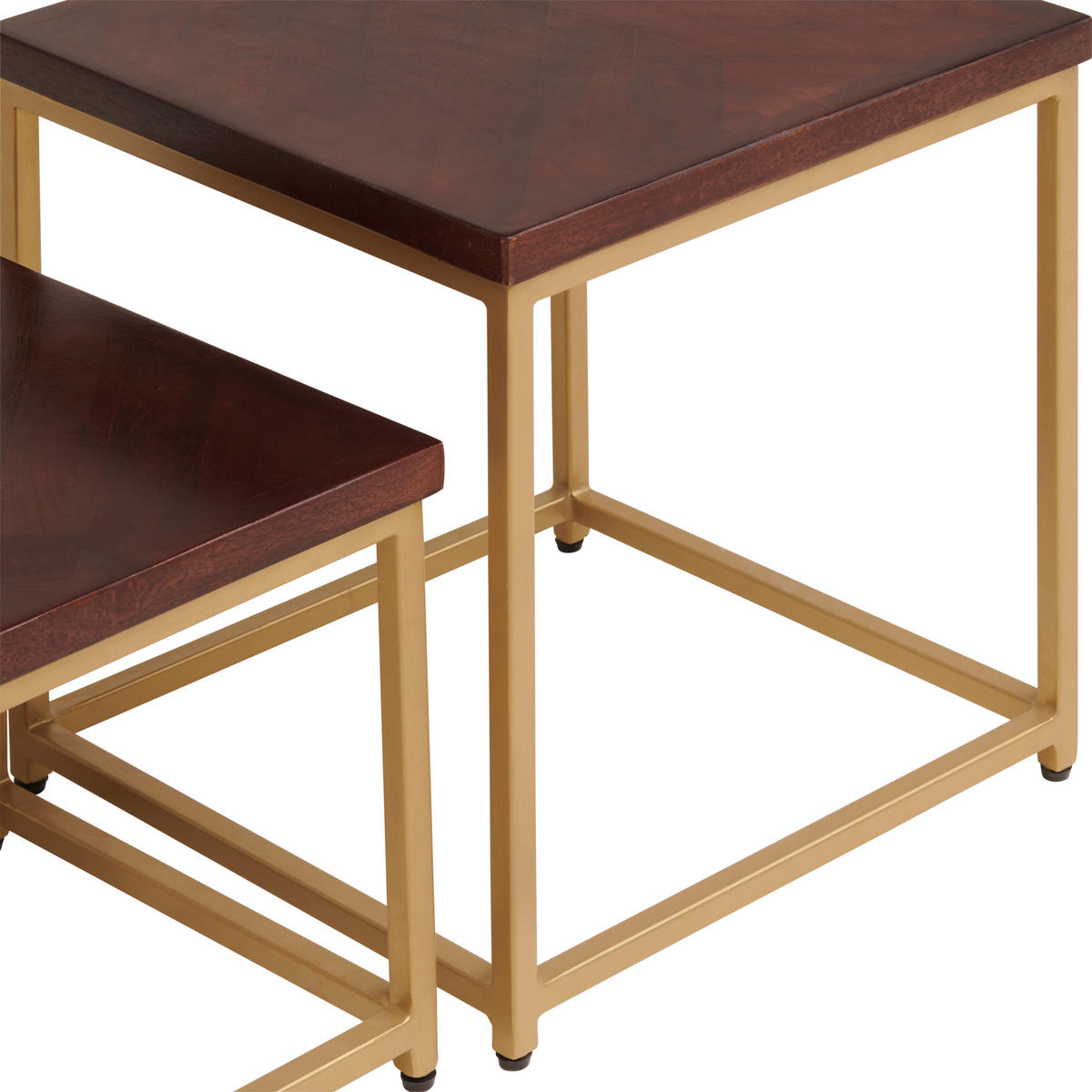 BEISTELLTISCHSET in Holz, Metall  - Goldfarben/Walnussfarben, Design, Holz/Metall (36/31/40/30/36/31cm) - MID.YOU