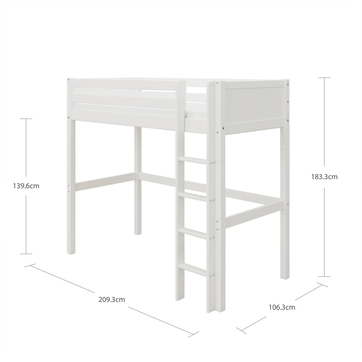 HOCHBETT 90/200 cm,  in Absturzsicherung, Leiter, Rollrost  - Weiß, MODERN, Holz (90/200cm) - Chameo