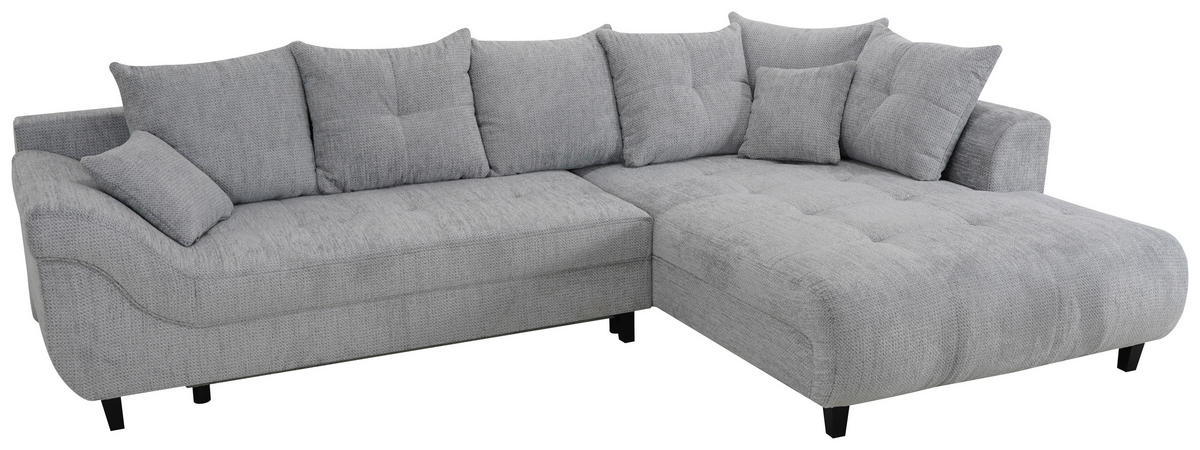 ECKSOFA Grau, Schwarz Chenille, Struktur  - Schwarz/Grau, KONVENTIONELL, Textil (309/197cm) - MID.YOU