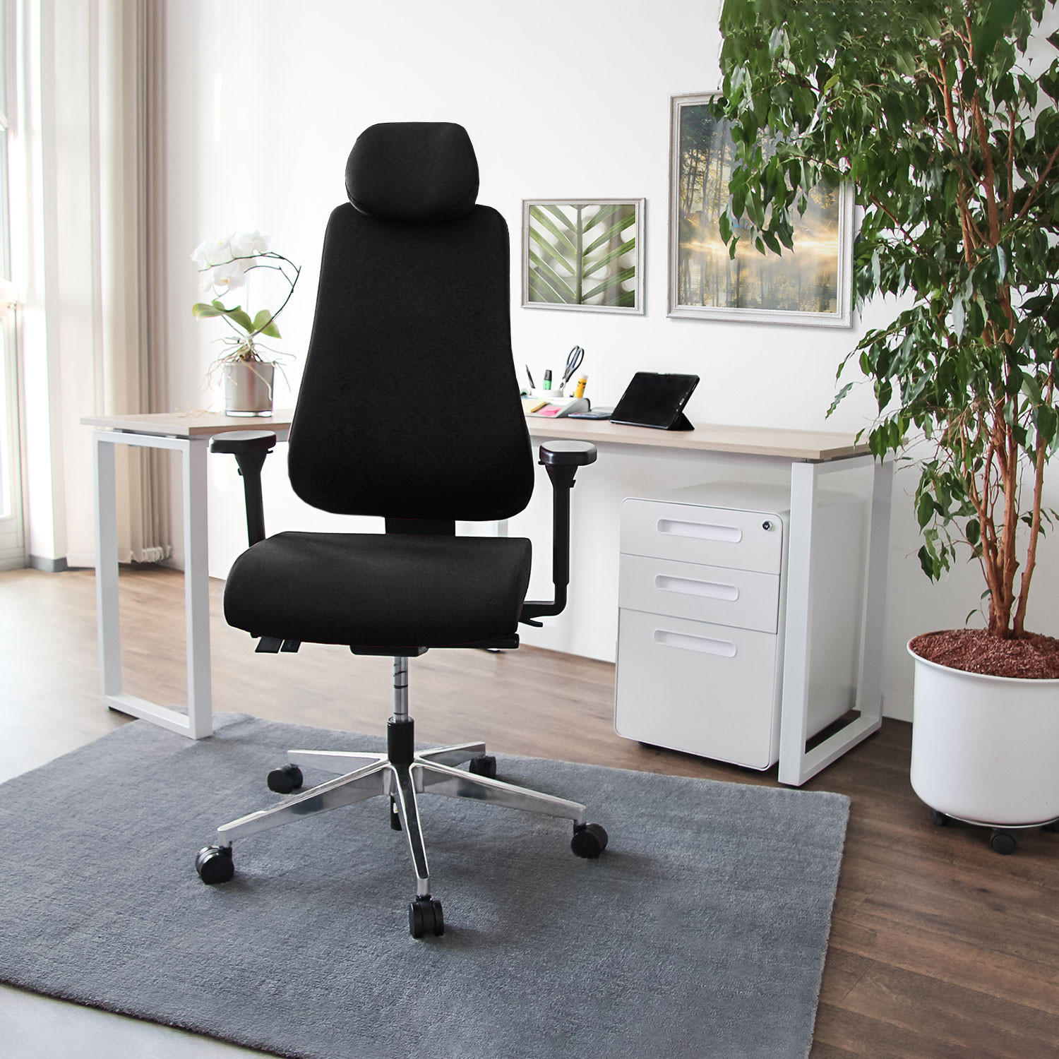 DREHSTUHL Flachgewebe Schwarz  - Schwarz, MODERN, Kunststoff/Textil (70/148/65cm) - MID.YOU