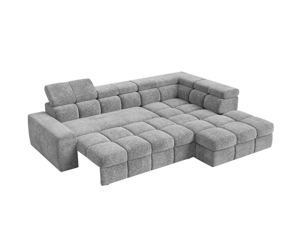 ECKSOFA  in Chenille Dunkelgrau  - Dunkelgrau/Schwarz, MODERN, Kunststoff/Textil (292/204cm) - Milino