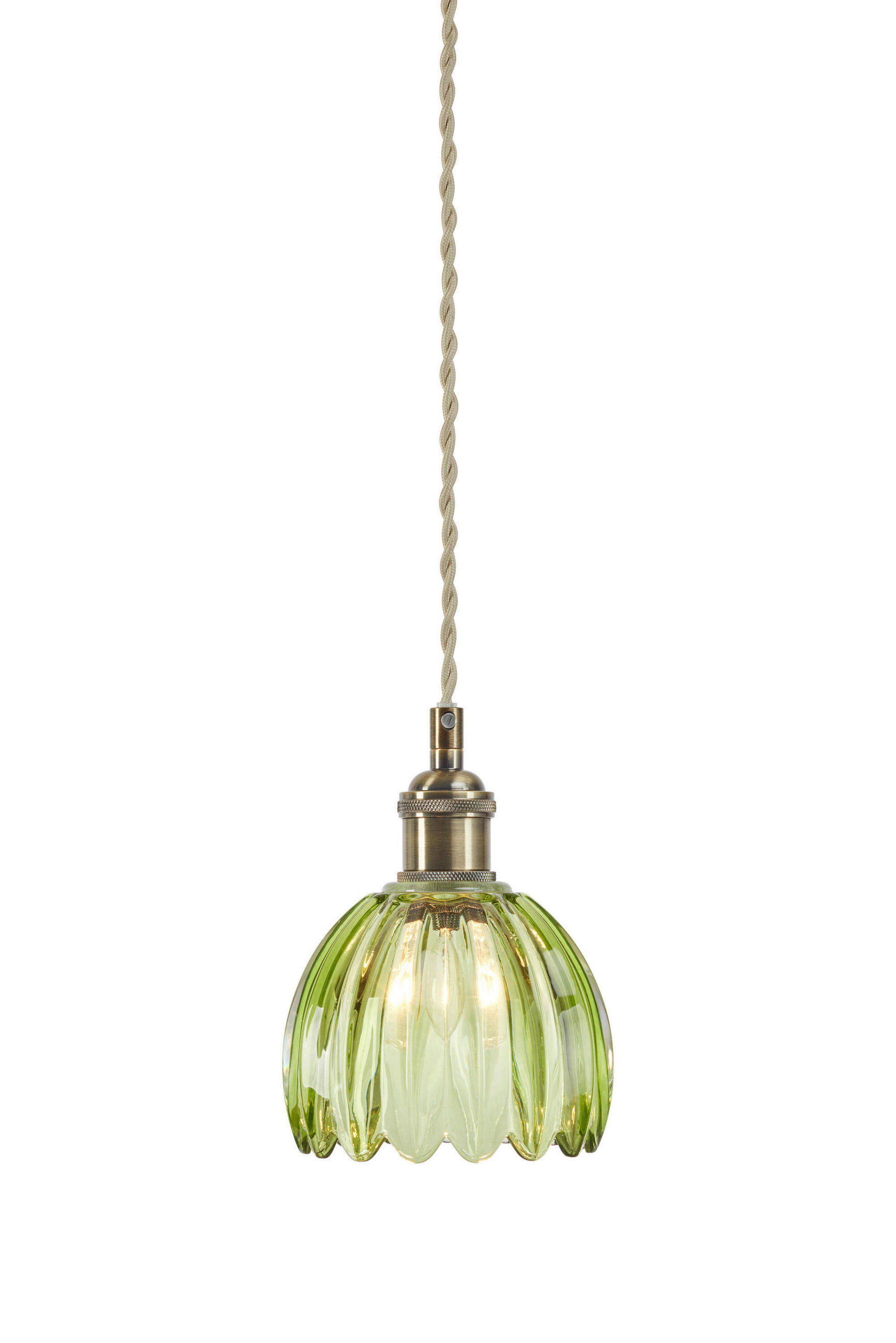 PENDELLEUCHTE Gota 13/17/13 cm  - Messingfarben/Grün, Basics, Glas/Metall (13/17/13cm) - Markslöjd