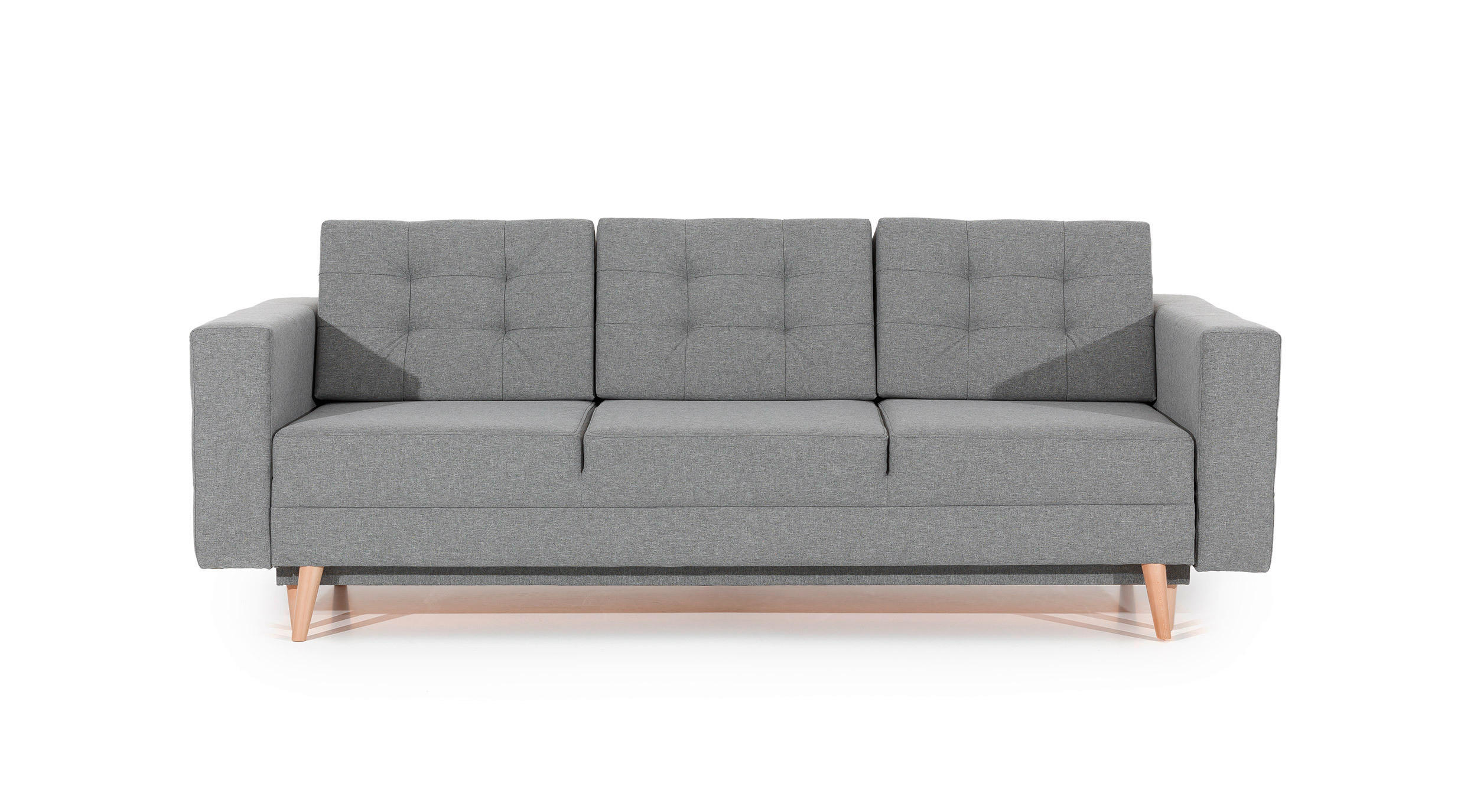 SCHLAFSOFA Webstoff Grau  - Buchefarben/Grau, Design, Holz/Textil (230/93/92cm) - MID.YOU
