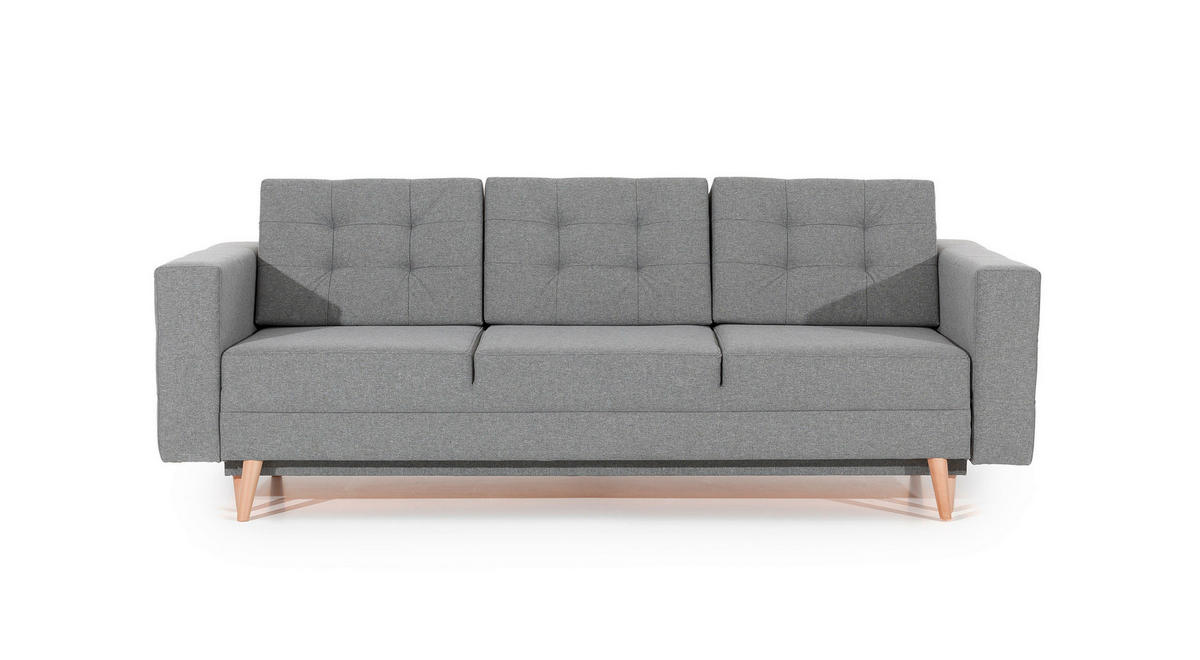 SCHLAFSOFA in Webstoff Grau  - Buchefarben/Grau, Design, Holz/Textil (230/93/92cm) - MID.YOU