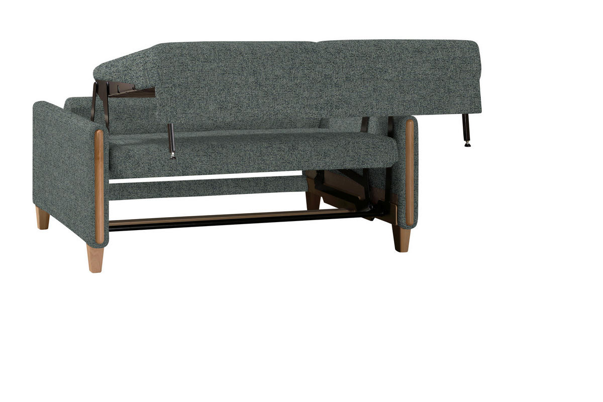 SCHLAFSOFA in Holz, Textil Grau, Grün, Buchefarben  - Buchefarben/Grau, Design, Holz/Textil (174/88/104cm) - Niels Andersson