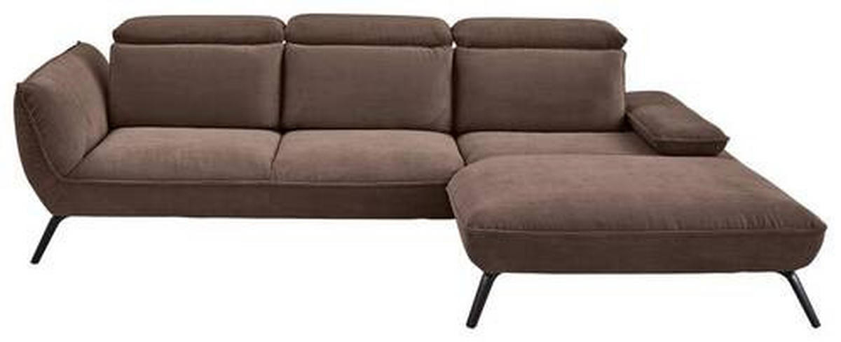 ECKSOFA in Cord Taupe  - Taupe/Schwarz, Design, Textil/Metall (301/202cm) - Moderano