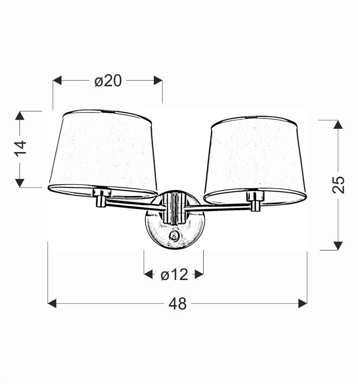 WANDLEUCHTE 48/25/25 cm   - Chromfarben, KONVENTIONELL, Kunststoff/Metall (48/25/25cm)