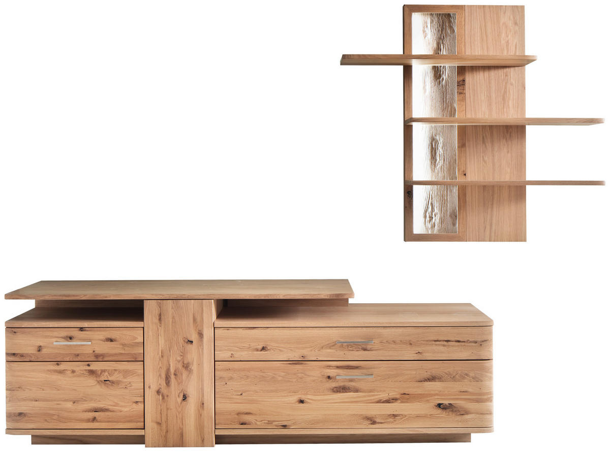 WOHNWAND  in Eichefarben  280/200/45 cm  - Eichefarben/Nickelfarben, Design, Holz/Holzwerkstoff (280/200/45cm) - Livetastic