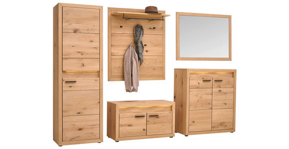 SCHUHSCHRANK 99,6/110,5/40 cm  - Eichefarben/Schwarz, KONVENTIONELL, Holz/Metall (99,6/110,5/40cm) - Linea Natura