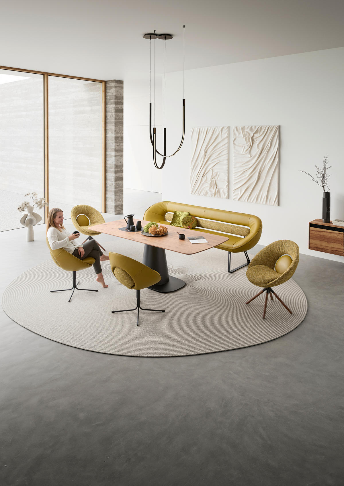 SITZBANK Leder Senfgelb  - Beige/Senfgelb, Design, Leder/Textil (240/89/68cm) - Koinor
