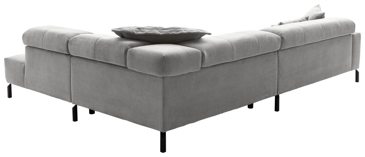 ECKSOFA in Cord Grau  - Schwarz/Grau, Konventionell, Textil/Metall (311/219cm) - Hom`in