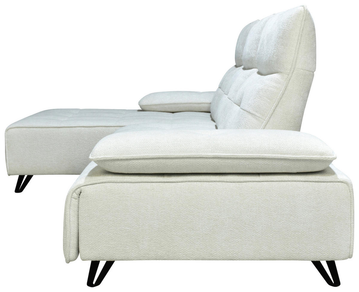 ECKSOFA Creme Chenille  - Creme/Schwarz, Design, Kunststoff/Textil (162/314cm) - Livetastic