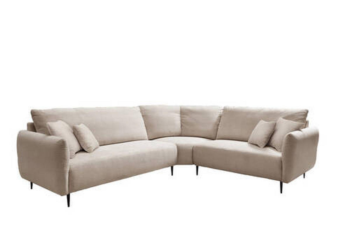 ECKSOFA in Cord Beige  - Beige/Schwarz, Design, Textil/Metall (294/256cm) - Livetastic