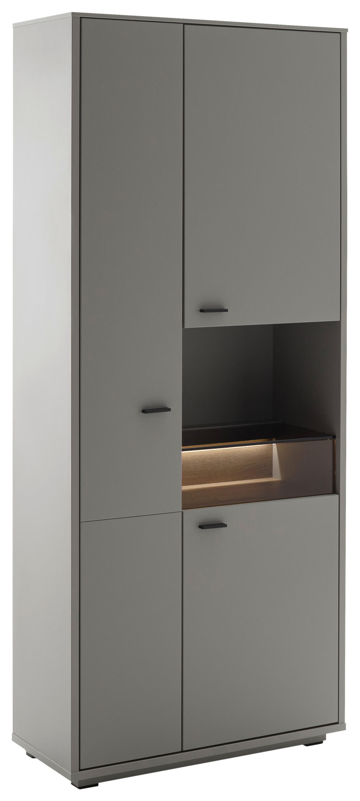 VITRINA 85/200/37 cm   - siva/boje hrasta, Design, staklo/drvni materijal (85/200/37cm) - Stylife