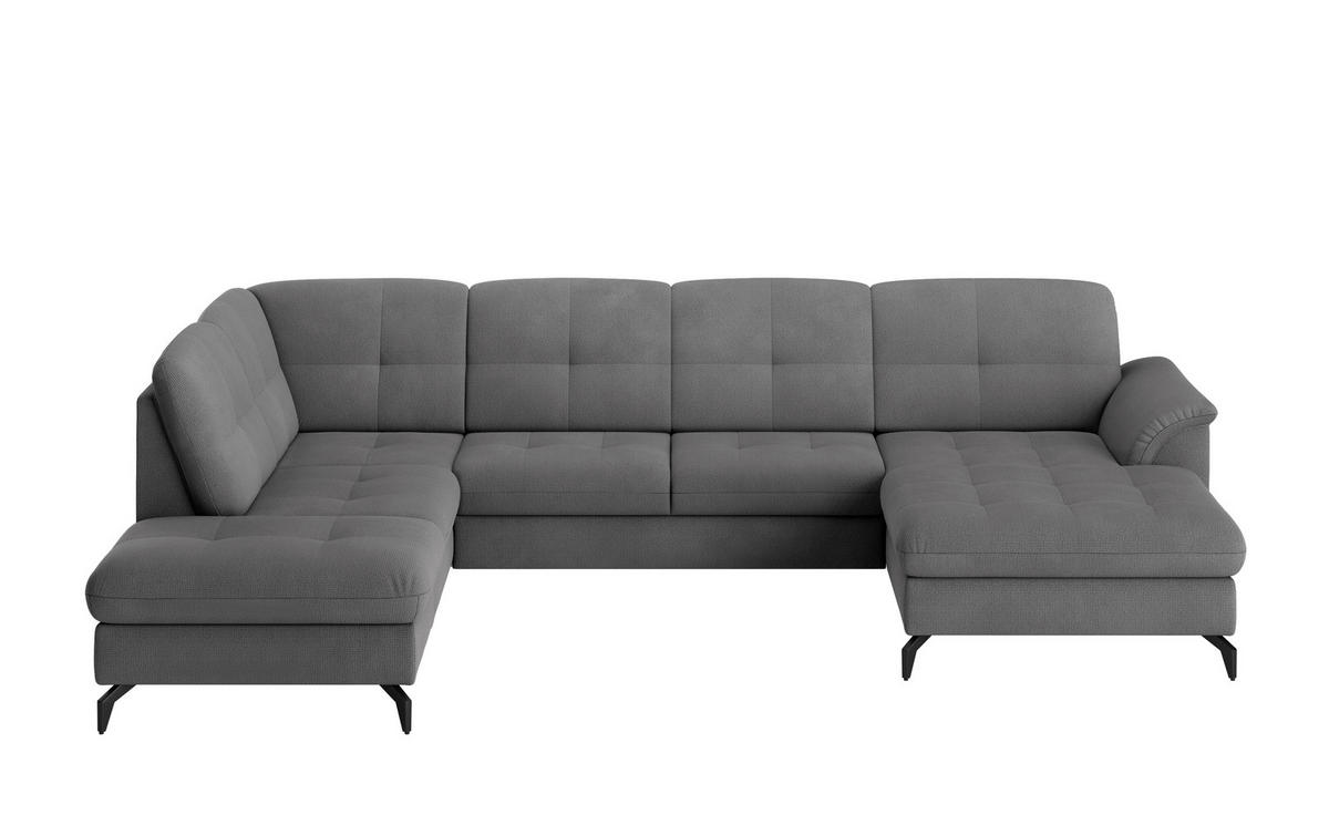 WOHNLANDSCHAFT Grau Flachgewebe  - Schwarz/Grau, MODERN, Textil/Metall (212/319/164cm) - Sit & More